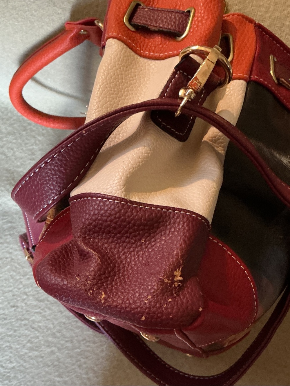 The Bradford Exchange Black Cat Satchel in Burgundy, Orange and Cream - Picture 9 of 9